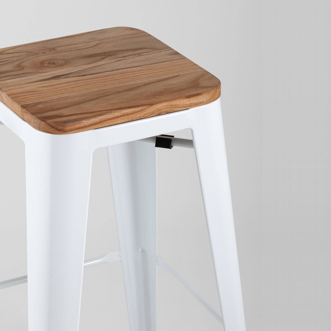 Стул барный Tolix Wood белый глянцевый