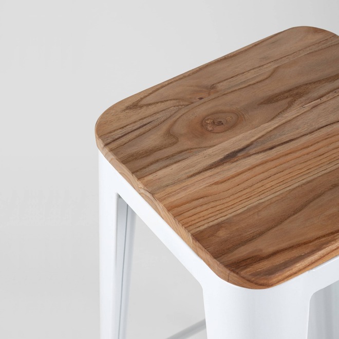 Стул барный Tolix Wood белый глянцевый
