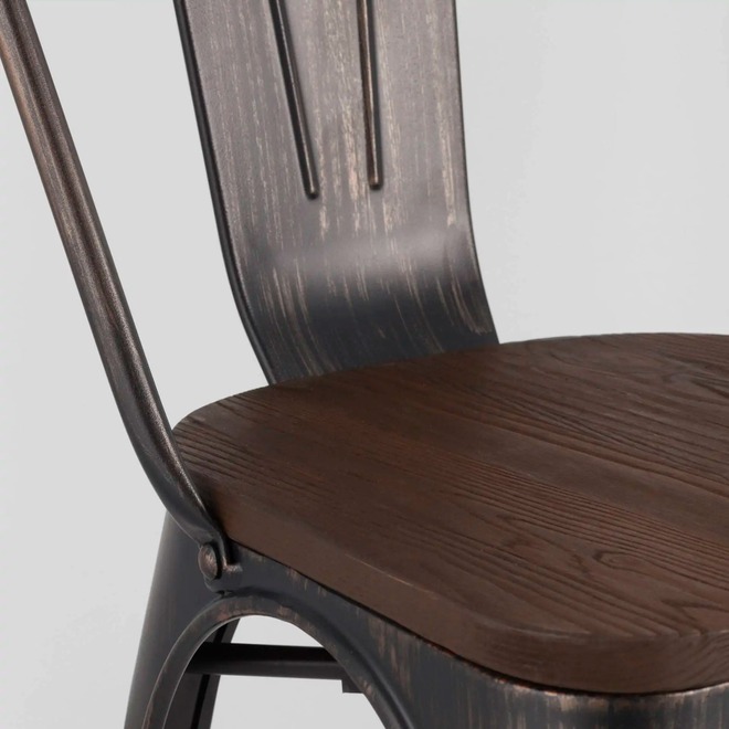 Стул Tolix Wood Черный патина золото