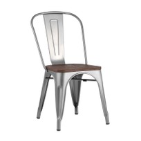 Стул Tolix Wood Серебристый матовый - фото