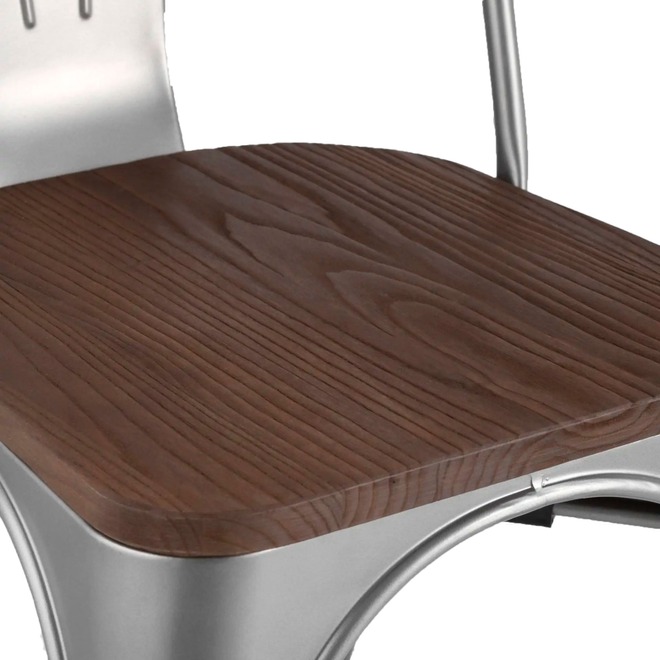 Стул Tolix Wood Серебристый матовый