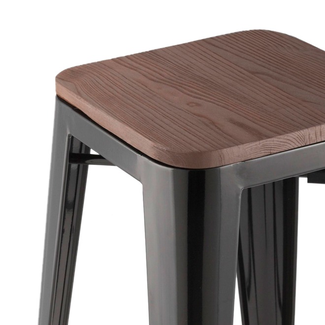 Стул Tolix Wood барный Черный глянцевый