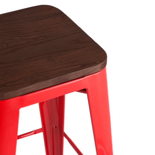 Стул Tolix Wood барный Красный глянцевый