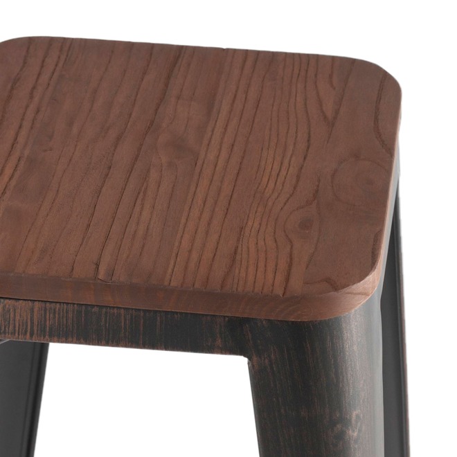 Стул Tolix Wood барный Черный патина золото