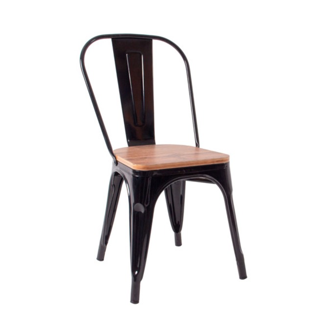 Стул Tolix Wood, черный