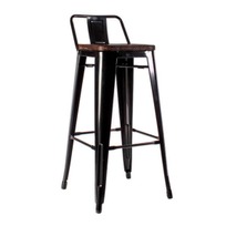 Стул Tolix Wood со спинкой барный, черный - фото