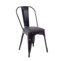 Стул Tolix Soft, черный, экокожа черная - фото