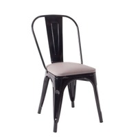 Стул Tolix Soft, черный, экокожа бежевая - фото